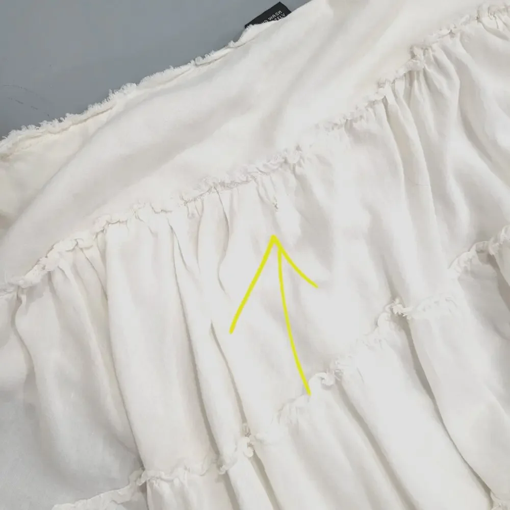 Ing White Tiered Cotton Skirt Size S Ruffle Boho Cottagecore Midi Below Knee - Picture 5 of 12